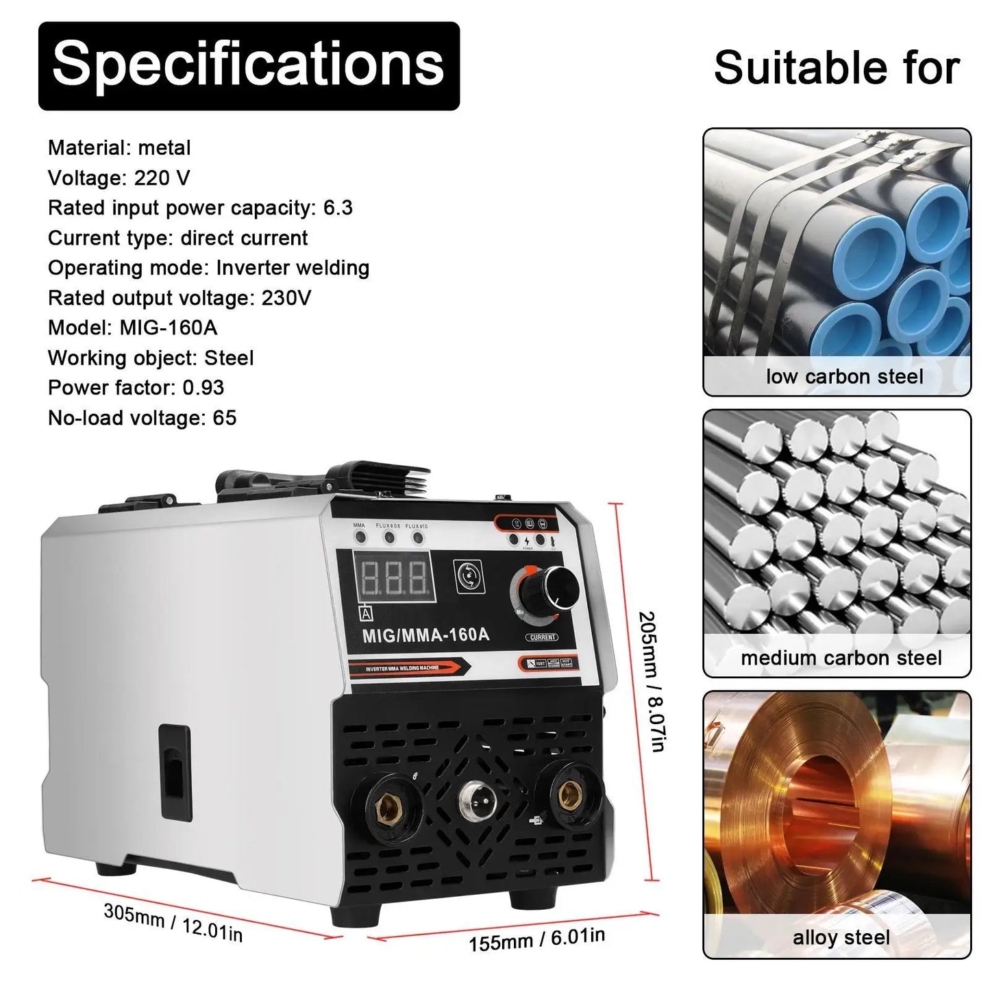 MIG MMA welding machine 2-in-1 220V inverter IGBT automatic wire feeding contact welding gas arc welding machine