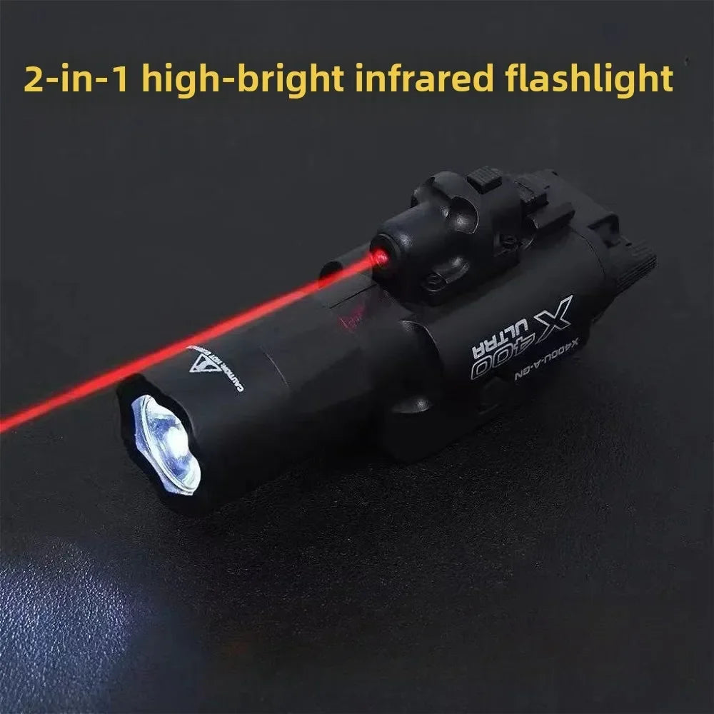 X400U Tactical Flashlight with Laser Sight, Dual-Mode White Light & Red Laser, One-Button Switch, Aircraft Aluminum Alloy, Quick