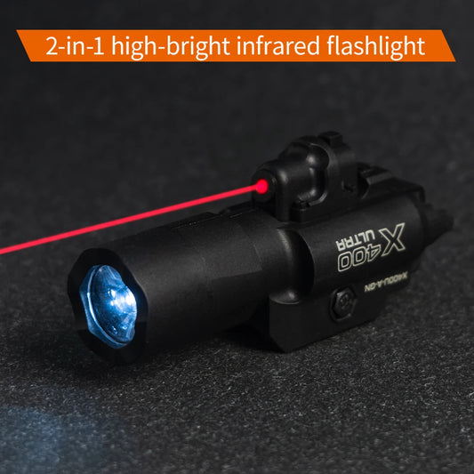 X400U Tactical Flashlight with Laser Sight, Dual-Mode White Light & Red Laser, One-Button Switch, Aircraft Aluminum Alloy, Quick