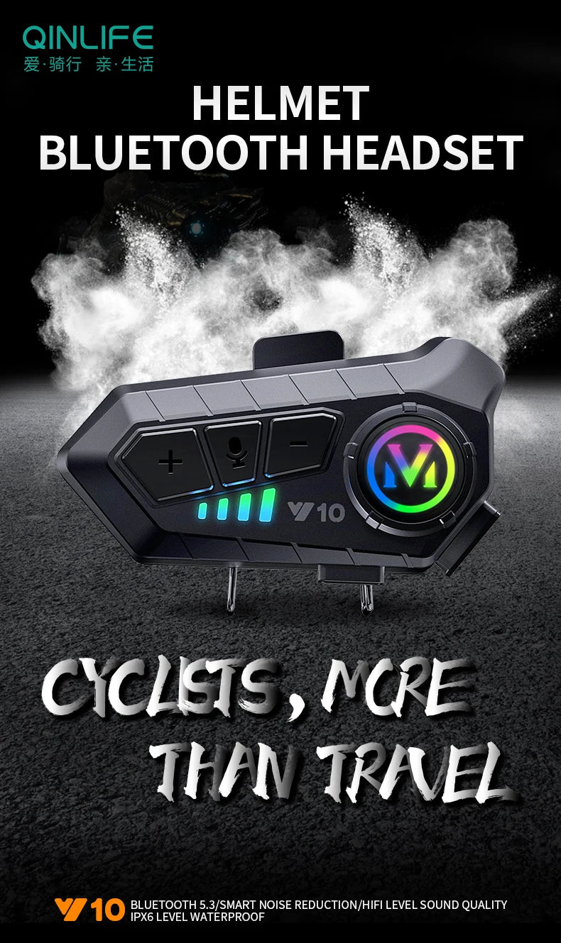 Motorcycle Helmet Headset IPX6 Waterproof Noice Reduction Earphone Super Long Standby Wireless Hands Free Headphone