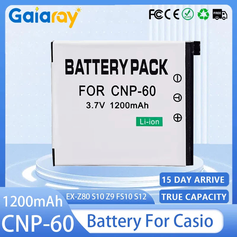 CNP-60 Camera Battery 3.7V 1200mAH CNP 60 CNP60 NP60 Rechargeable Battery for Casio EX-Z80 S10 Z9 FS10 S12 Z20 Z29 Z85 Z80 Z90