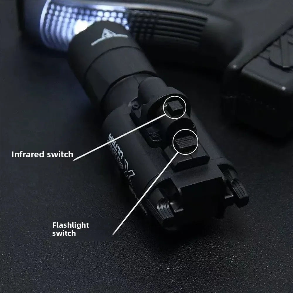 X400U Tactical Flashlight with Laser Sight, Dual-Mode White Light & Red Laser, One-Button Switch, Aircraft Aluminum Alloy, Quick