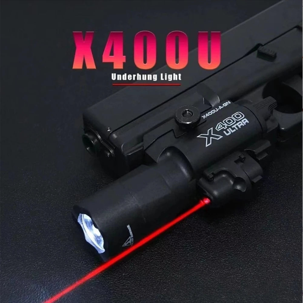 X400U Tactical Flashlight with Laser Sight, Dual-Mode White Light & Red Laser, One-Button Switch, Aircraft Aluminum Alloy, Quick