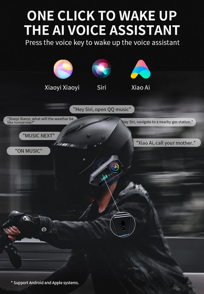 Motorcycle Helmet Headset IPX6 Waterproof Noice Reduction Earphone Super Long Standby Wireless Hands Free Headphone