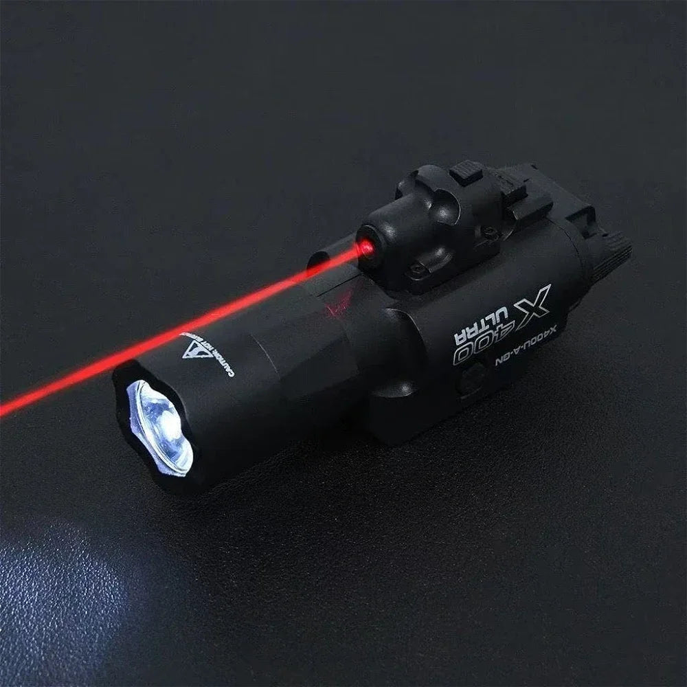X400U Tactical Flashlight with Laser Sight, Dual-Mode White Light & Red Laser, One-Button Switch, Aircraft Aluminum Alloy, Quick