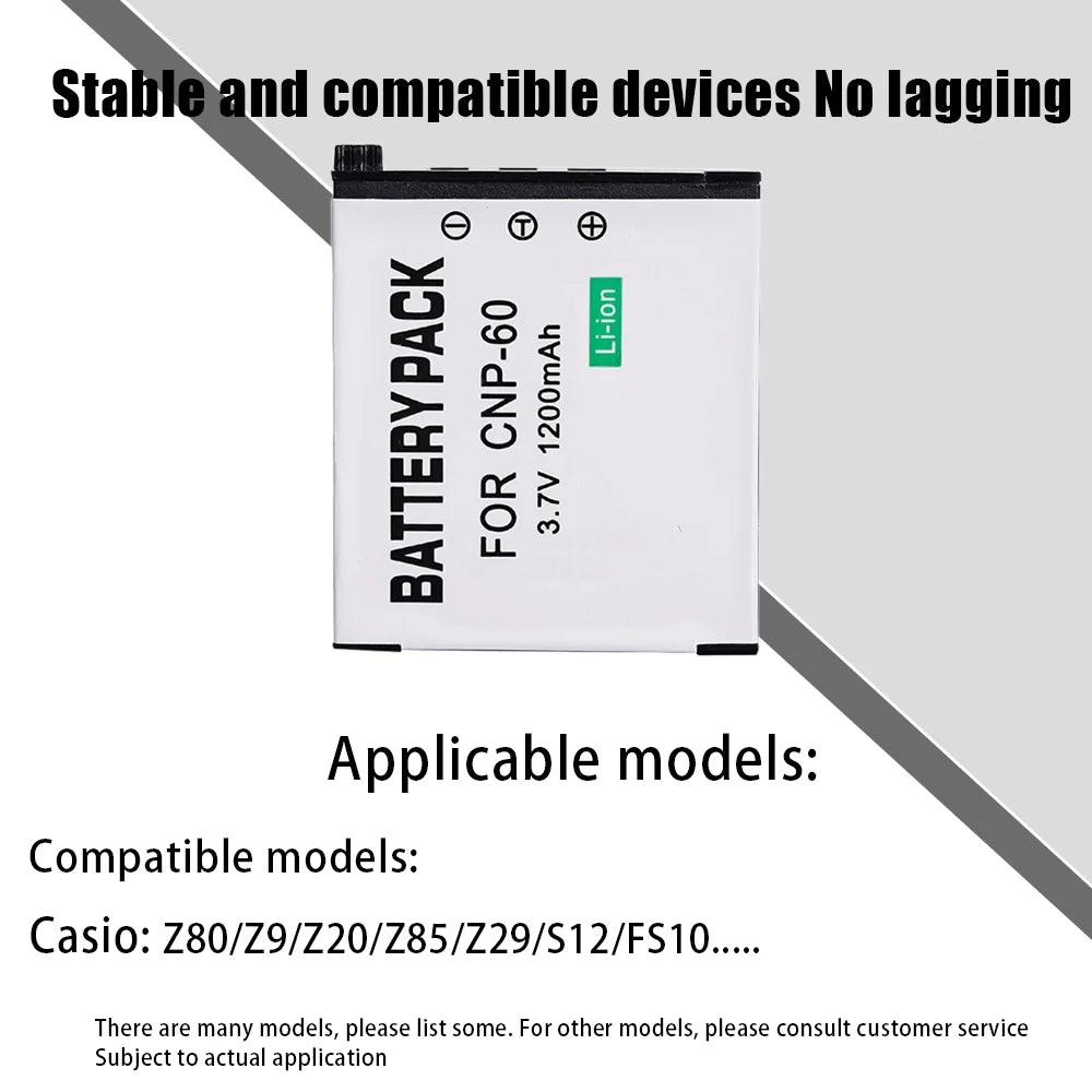 CNP-60 Camera Battery 3.7V 1200mAH CNP 60 CNP60 NP60 Rechargeable Battery for Casio EX-Z80 S10 Z9 FS10 S12 Z20 Z29 Z85 Z80 Z90