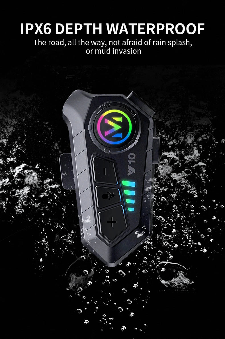 Motorcycle Helmet Headset IPX6 Waterproof Noice Reduction Earphone Super Long Standby Wireless Hands Free Headphone