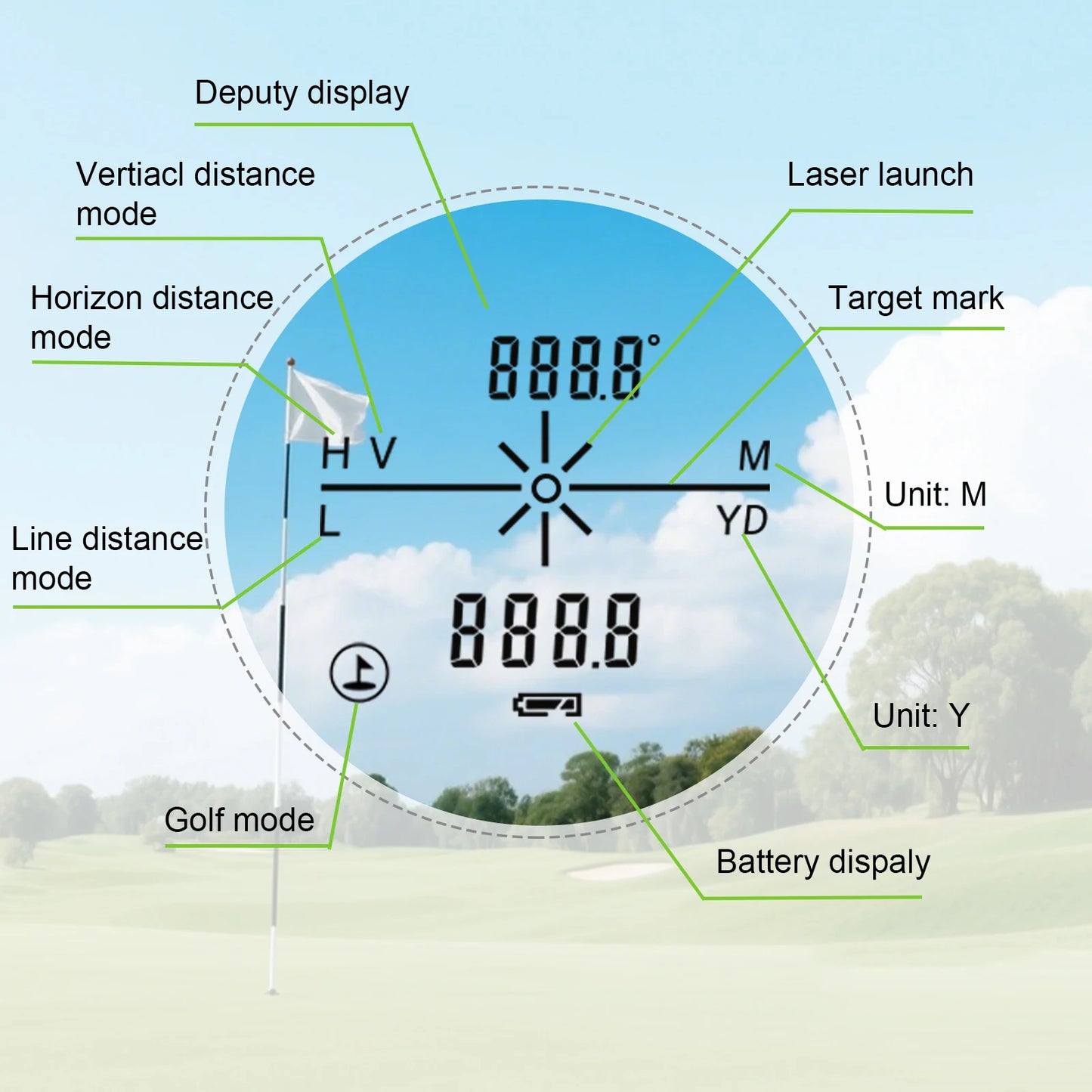 ARTBULL Golf Laser Rangefinder 1000M 650M Telescope with Flag-Lock Slope Pin Distance Meter for Hunting Monocular